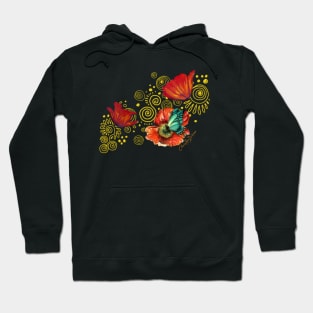 Iceland Poppies on Golden Spirals Hoodie